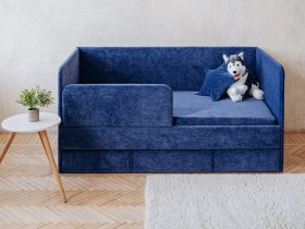 Диван-кровать Happy (синий) в Прокудском - prokudskoe.mebel-nsk.ru | фото