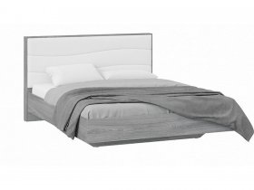Кровать двуспальная 1,6 м «Миранда» Тип 1 (Дуб Гамильтон/Белый глянец) в Прокудском - prokudskoe.mebel-nsk.ru | фото