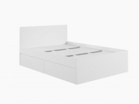 Кровать двуспальная с ящиками 1,4м Мадера-М1400 (белый) в Прокудском - prokudskoe.mebel-nsk.ru | фото