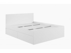 Кровать двуспальная с ящиками 1,6м Мадера-М1600 (белый) в Прокудском - prokudskoe.mebel-nsk.ru | фото