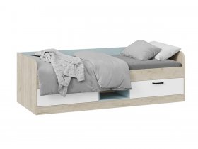 Кровать комбинированная «Оливер» Тип 1 401.003.000 (дуб крафт серый/белый/серо-голубой) в Прокудском - prokudskoe.mebel-nsk.ru | фото