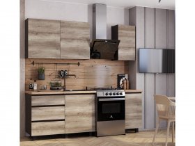 Кухонный гарнитур Энигма 1,6м (венге/дуб каньон) в Прокудском - prokudskoe.mebel-nsk.ru | фото
