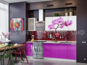 Кухонный гарнитур Орхидея (фиолетовый) в Прокудском - prokudskoe.mebel-nsk.ru | фото