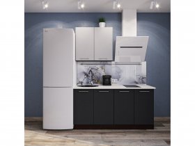 Модульная кухня Классика (белый глянец/черный) в Прокудском - prokudskoe.mebel-nsk.ru | фото