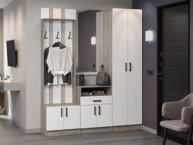 Модульная прихожая Вега (дуб крафт серый/белый) в Прокудском - prokudskoe.mebel-nsk.ru | фото