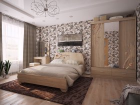 Модульная спальня Виктория-1 (дуб сонома) в Прокудском - prokudskoe.mebel-nsk.ru | фото