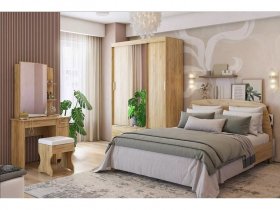 Модульная спальня Виктория-1 (дуб крафт золотой) в Прокудском - prokudskoe.mebel-nsk.ru | фото