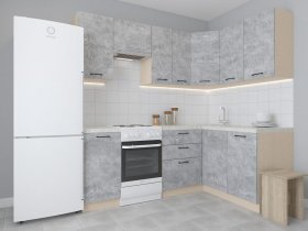Модульная угловая кухня 1,4м*2,1м Лада (цемент) в Прокудском - prokudskoe.mebel-nsk.ru | фото