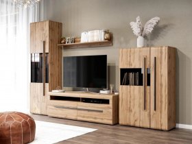 Модульная стенка Ницца (дуб вотан) в Прокудском - prokudskoe.mebel-nsk.ru | фото