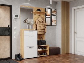 Прихожая Монтана (дуб крафт золотой/белый) в Прокудском - prokudskoe.mebel-nsk.ru | фото