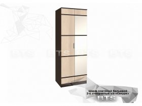 Шкаф двухстворчатый с зеркалом платяной-бельевой Сакура (BTS) в Прокудском - prokudskoe.mebel-nsk.ru | фото