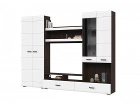 Стенка ГС-01 Либерти (венге/белый глянец) в Прокудском - prokudskoe.mebel-nsk.ru | фото