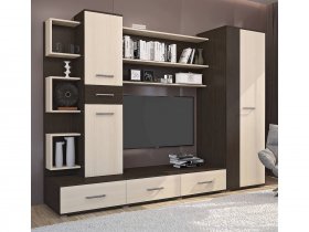 Стенка Верона (дуб венге/дуб молочный) в Прокудском - prokudskoe.mebel-nsk.ru | фото