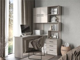Стол компьютерный №1 Брауни левый (кашемир) в Прокудском - prokudskoe.mebel-nsk.ru | фото