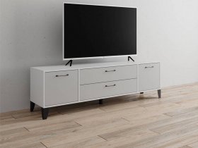 Тумба под ТВ Парус-13 (белый/серый камень) в Прокудском - prokudskoe.mebel-nsk.ru | фото