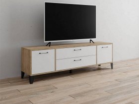 Тумба под ТВ Парус-13 (дуб крафт серый/белый) в Прокудском - prokudskoe.mebel-nsk.ru | фото