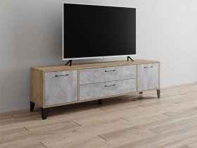 Тумба под ТВ Парус-13 (дуб крафт серый/цемент) в Прокудском - prokudskoe.mebel-nsk.ru | фото